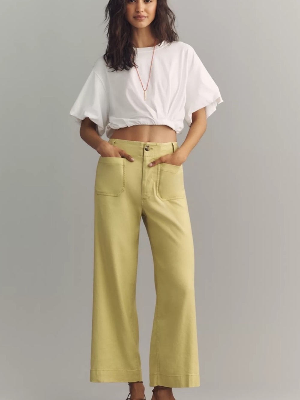 Maeve Light Green Colette Linen Blend Pants size 29